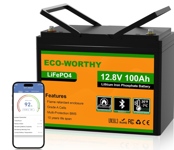 Batterie lithium LiFePO4 12 V 100 Ah Bluetooth (protection grand froid)